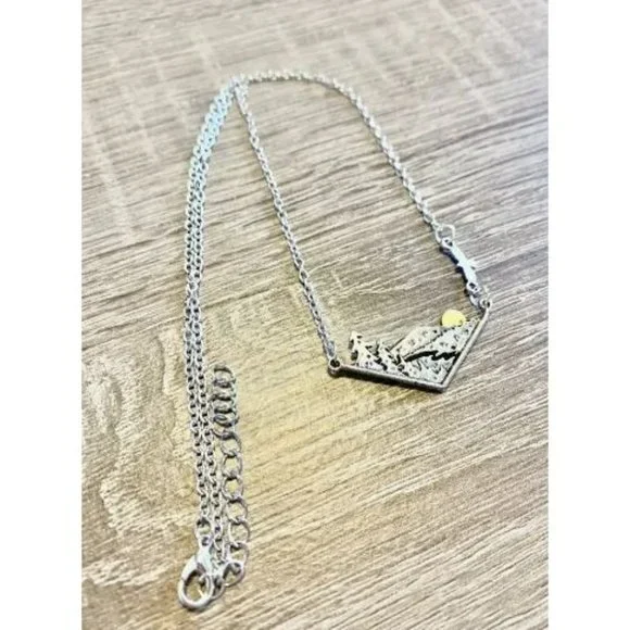 Mountain Sunset Sunrise Pendant Necklace - Picture 4 of 6